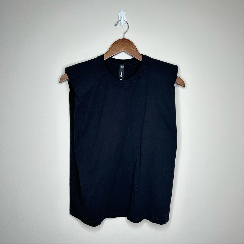 Design Lab Black Knit Sleeveless Aline Padded Shoulder Top XS - Picture 2 of 9